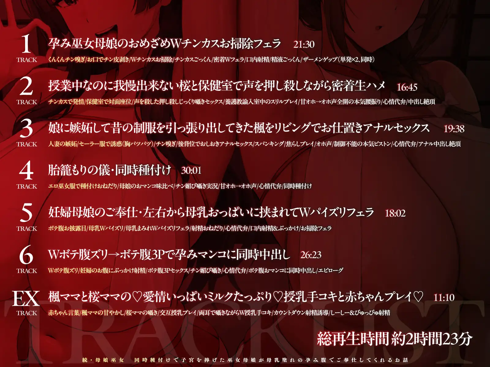 【チン媚び×母娘丼✨2H超】続・母娘巫女・孕ませの契り ～同時種付けで子宮を捧げた巫女母娘が母乳塗れの孕み腹でご奉仕してくれるお話～【KU100】