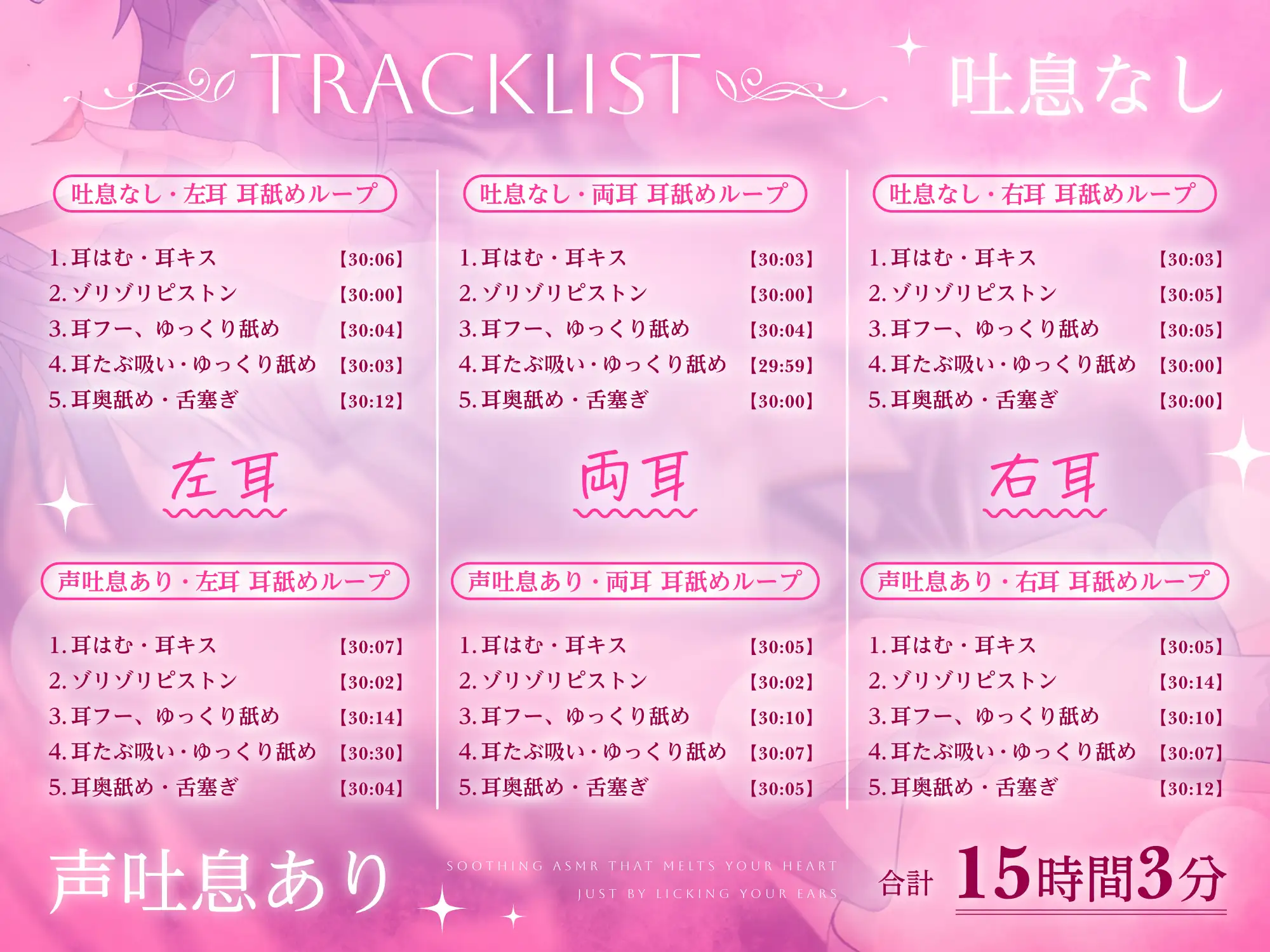 【15時間超/耳舐め特化】耳舐めだけで心まで溶かす安眠ASMR ～ゾリゾリ・ゆっくり舐め・舌塞ぎであなたを優しく癒やします～【台詞無し/KU100】