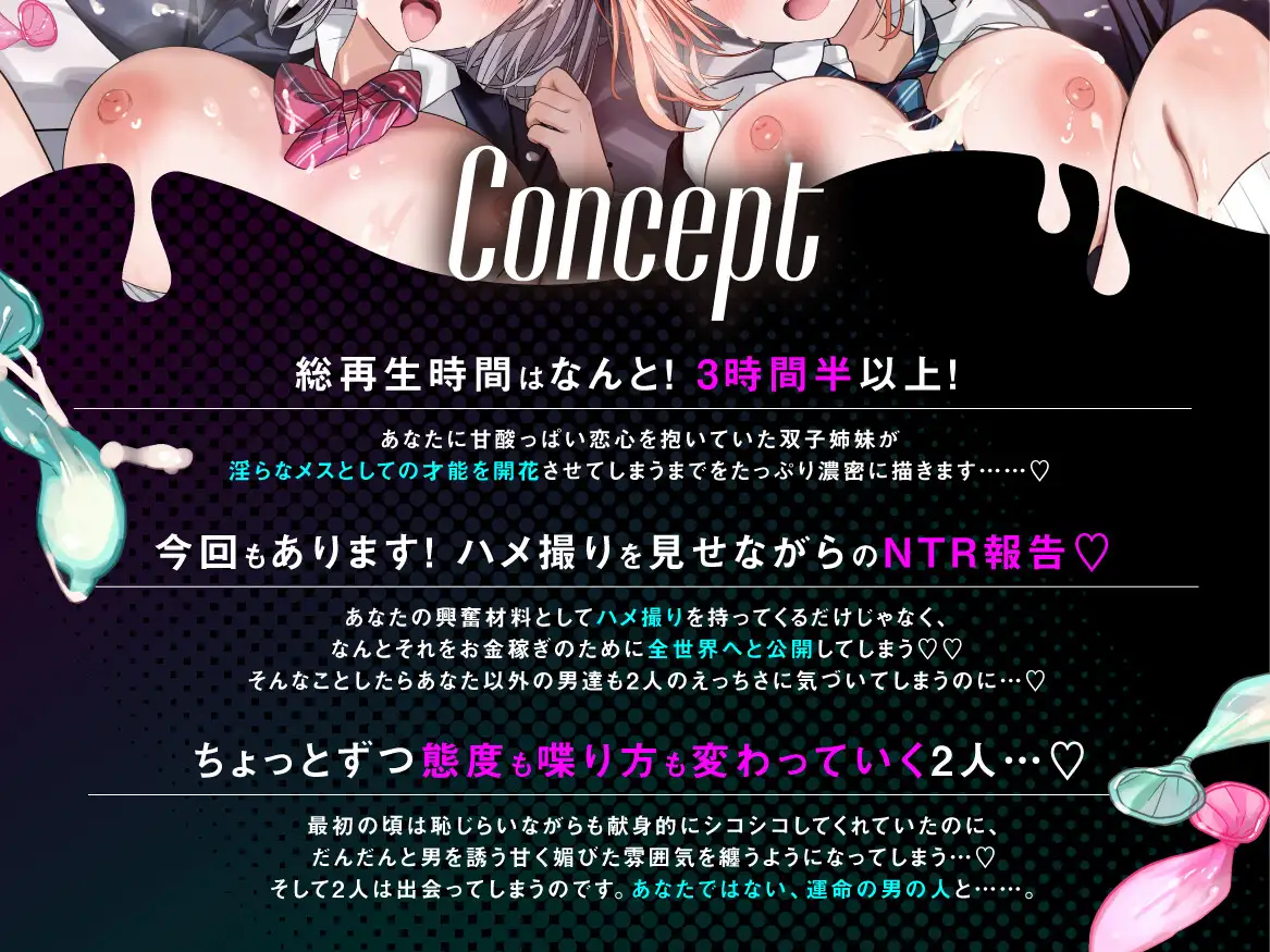 【総再生時間3時半以上！】双子姉妹のNTR報告 両片想いだった俺の天使達はイケメン裏垢男子の赤ちゃんを孕む