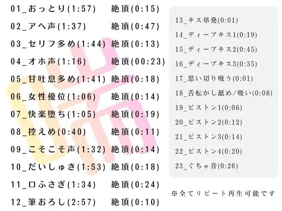 音声素材【喘ぎ声・ピストン・キス】