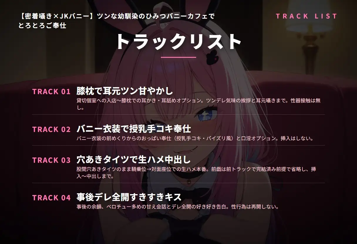 【密着囁き×JKバニー】ツンな幼馴染のひみつバニーカフェでとろとろご奉仕(全44分)