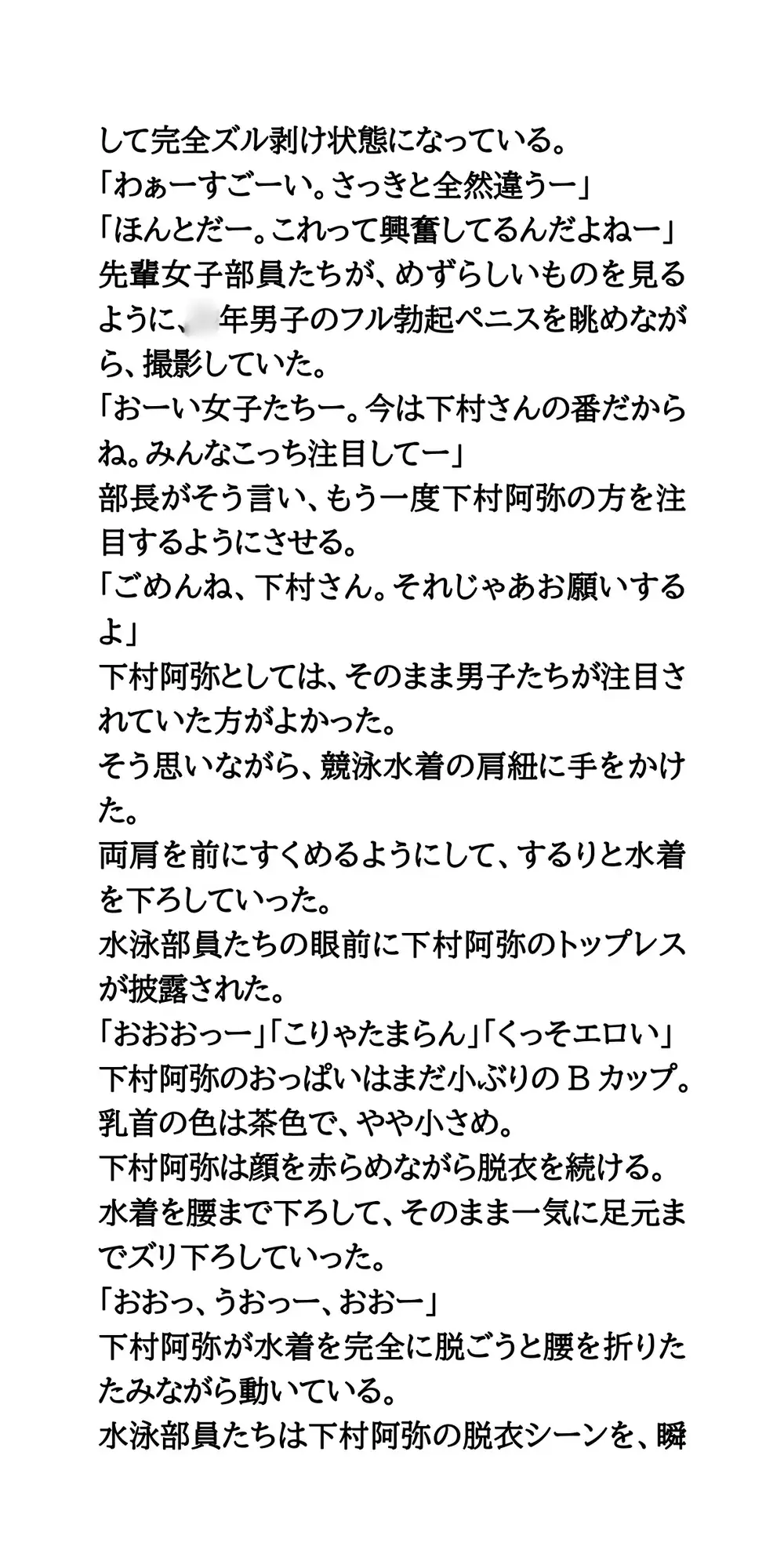 水泳部新入部員、全裸自己紹介。男女7人がすっぽんぽんに!