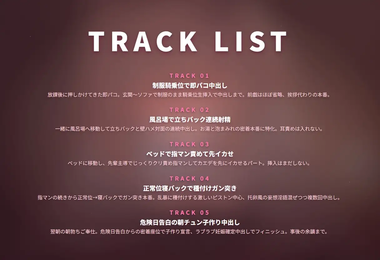 【生ハメ連続中出し×J○半同棲】押しかけご奉仕後輩カエデの先輩専用托卵おまんこ(全81分)