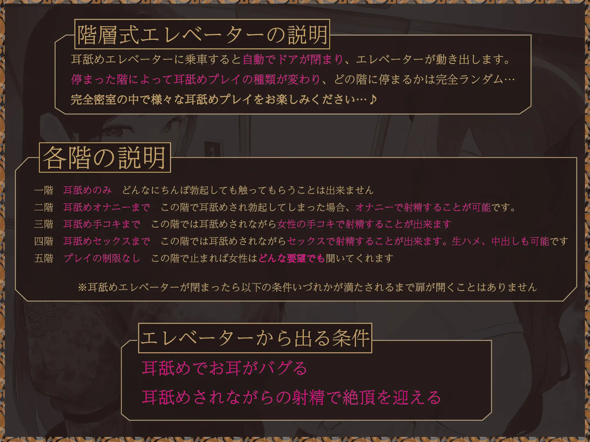 【密室×耳舐め特化】階層式耳舐めエレベーター♡階が上がるごとに耳舐めプレイが激しくなるドスケベエレベーターで毎日逃げ場0階層式耳舐めプレイ