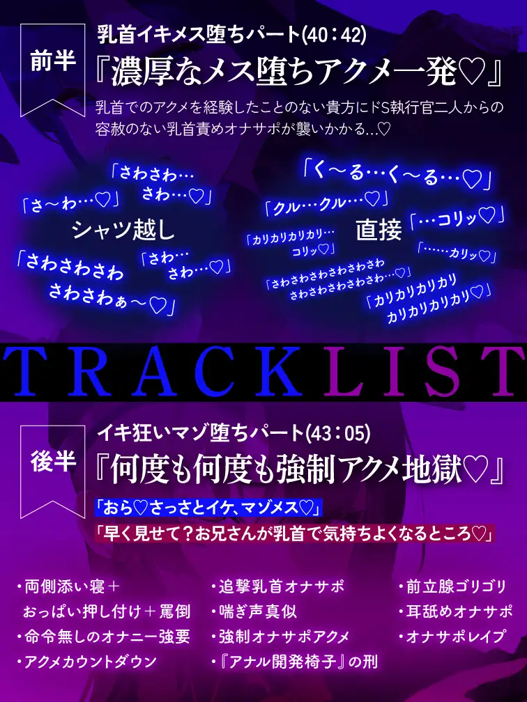 【オナサポ】メスイキ監獄〜求〜性犯罪者には『メスイキ去勢』を…♡WドS執行官に挟まれて強○メス堕ちオナサポ刑執行♡〜