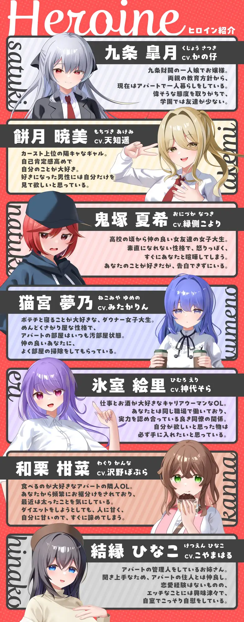 【7周年記念作品/7人オムニバス作品/3時間越え】縁結び荘へようこそ-アパートに住む7人の住人と甘々エッチする話【バイノーラル】