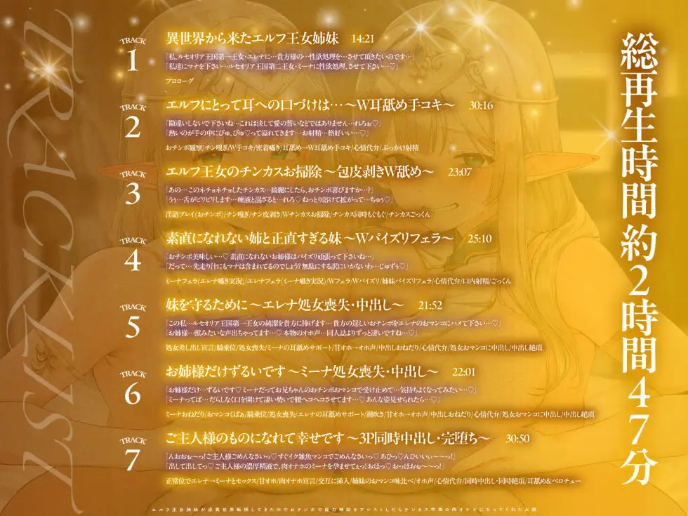 【2周年記念100円✨全編3P仕様✨2.5h超】エルフ王女姉妹が逆異世界転移してきたのでおチンポで魔力補給をアシストしたらチンカス中毒の肉オナホになってくれたお話