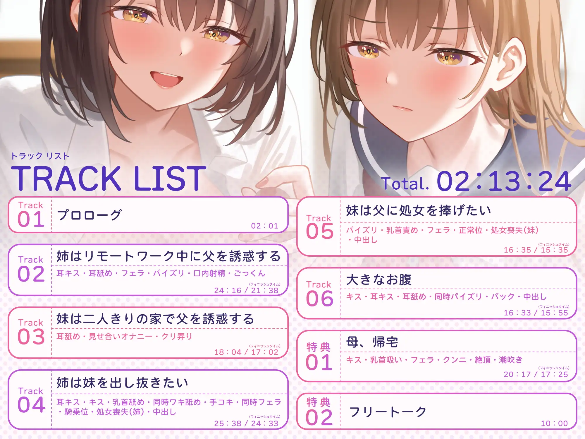 【男性受け】爆乳姉妹はパパの特濃精子で孕まされたい～義理の娘たちによる背徳逆NTR～【KU100バイノーラル/2時間】