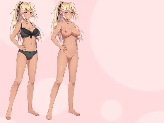 【立ち絵素材R18】金髪ポニテ褐色肌の少女剣士 フルセットPSDパック