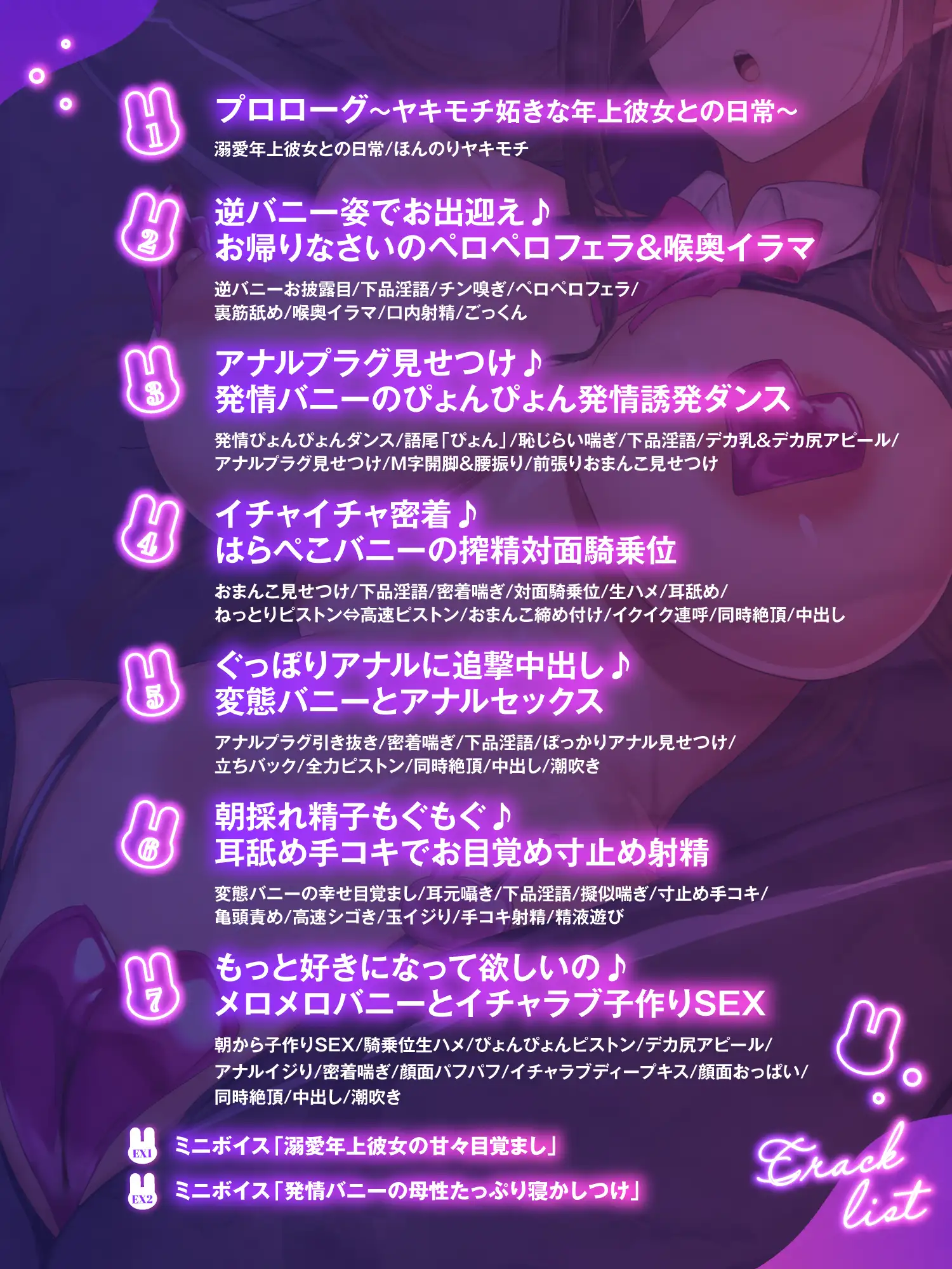 【うさぴょんチン媚び♡密着囁き】低音ダウナーバニーのうさ耳子作り誘惑SEX♪ ~メロつき発情お姉さんと愛情たっぷり溺愛エッチ♡ 「キミの好きにして欲しいぴょん♡」