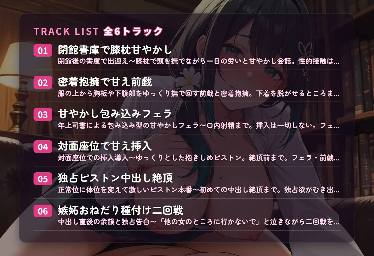 【箱入り包容×初恋独占】奥手三十路司書の甘やかしご奉仕おちんぽ管理♡～閉館書庫でとろとろ独占種付け抱擁♡～(全75分)