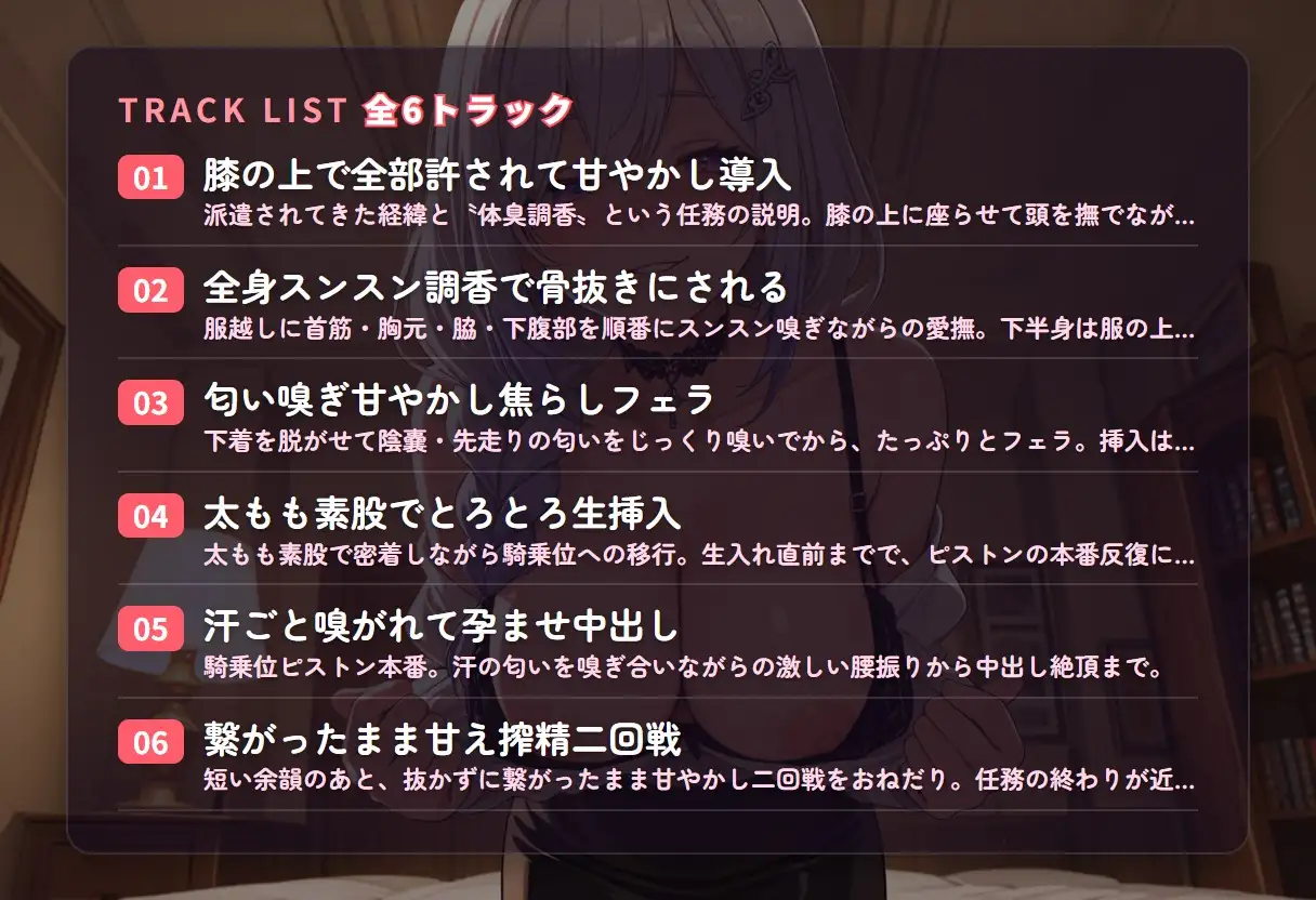 【嗅ぎ甘やかし×匂い調香】クーデレ未来人妻調香師の全身スンスン孕ませご奉仕フェラ ～あなたの匂いごと飲み干して搾精されちゃう♡～(全91分)