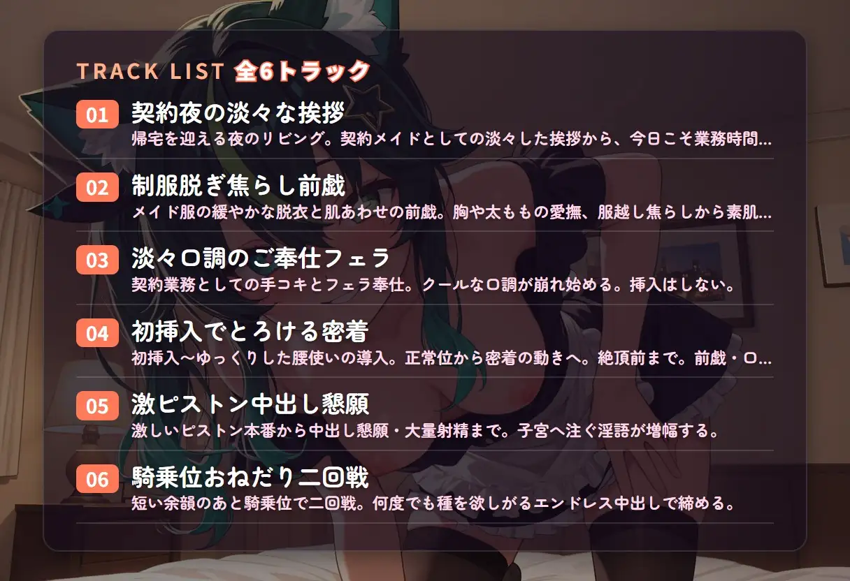 【ぶっきらぼうメイド×性欲暴走】クール契約メイドの下品おほ声ギャップ中出し搾精 ～業務時間外はとろとろ種付け堕ち♡～(全78分)