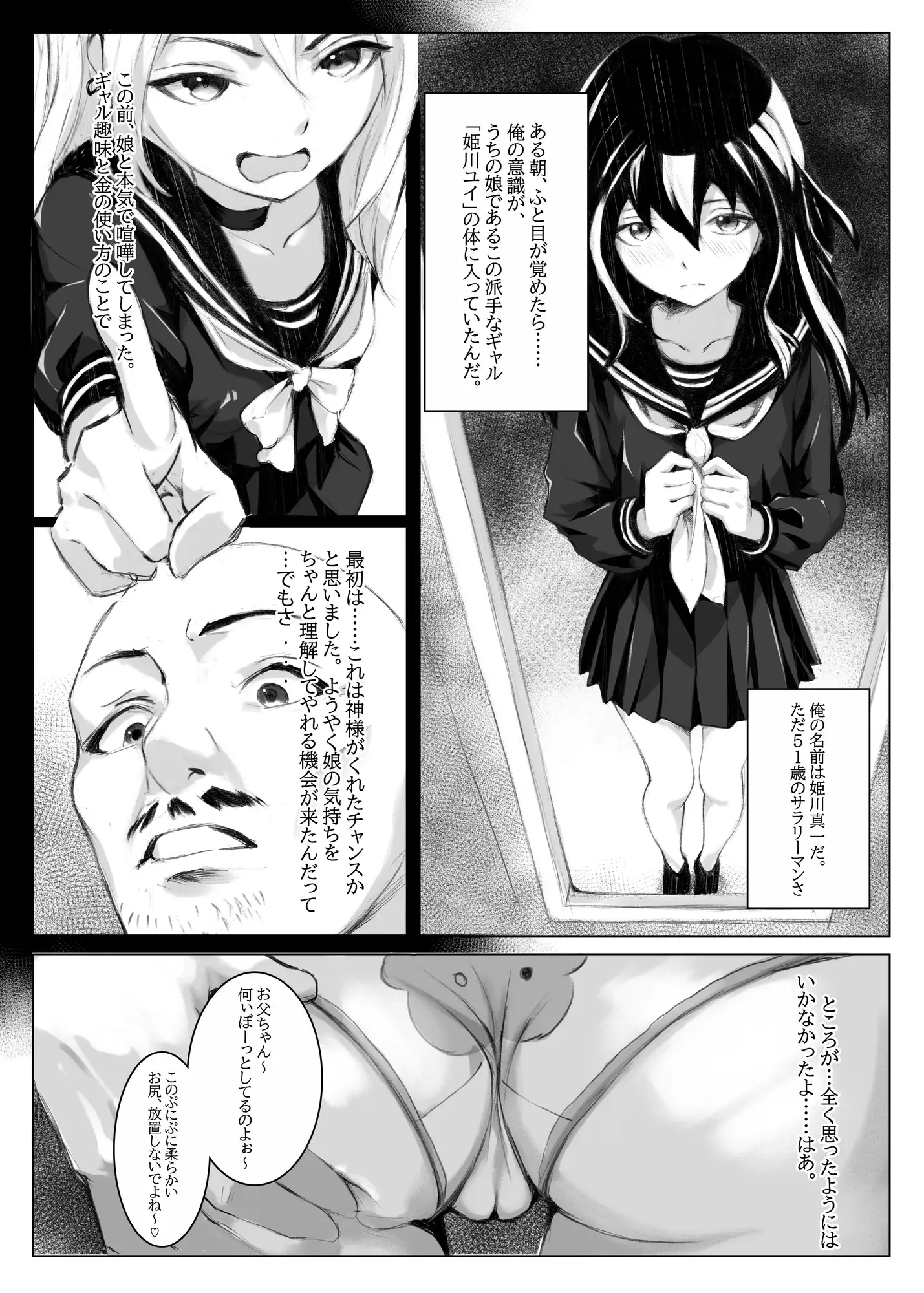 社畜の父がギャル娘 と入れ替わった後、無理矢理ギャル娘のペット奴○に堕とされる