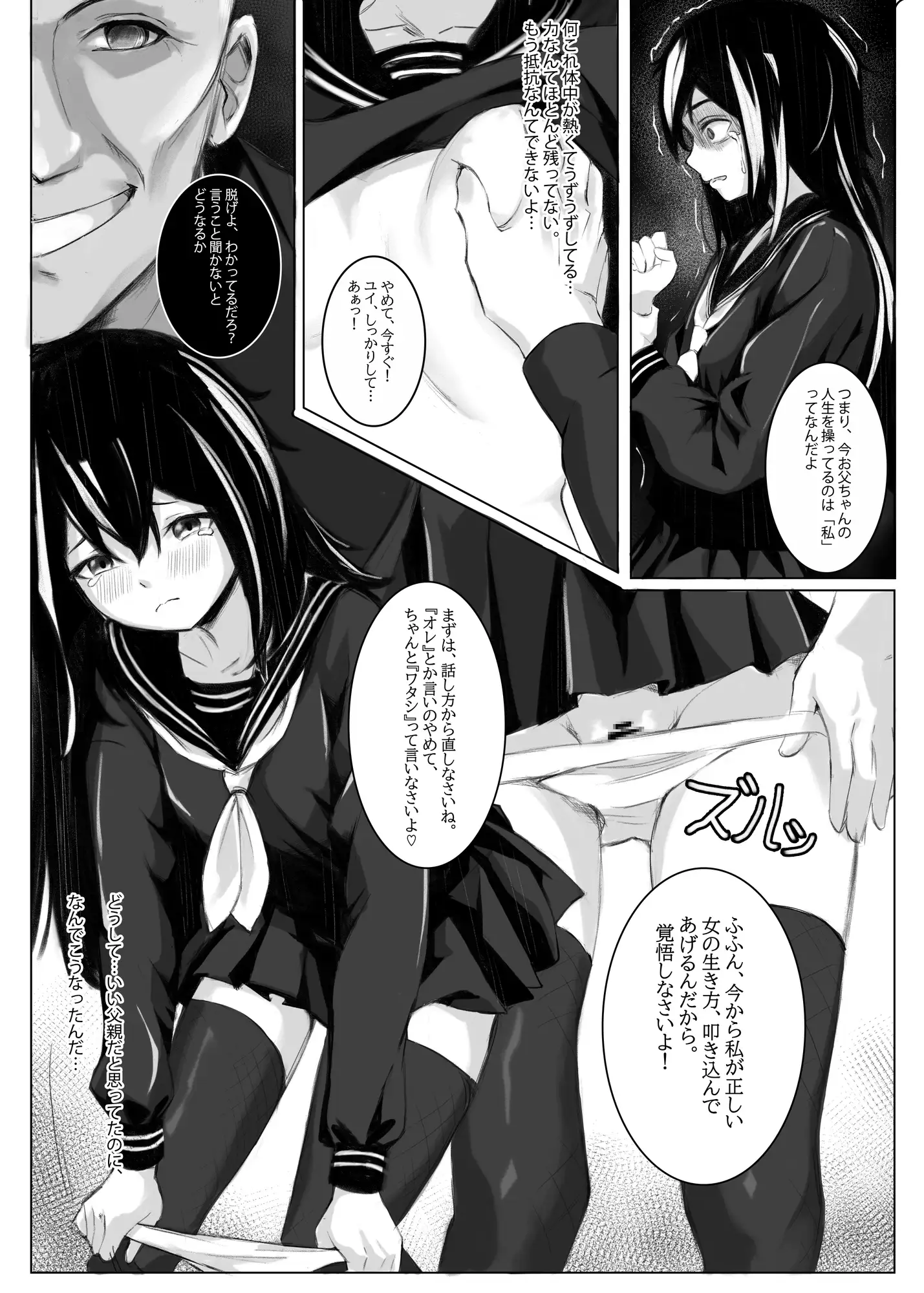 社畜の父がギャル娘 と入れ替わった後、無理矢理ギャル娘のペット奴○に堕とされる