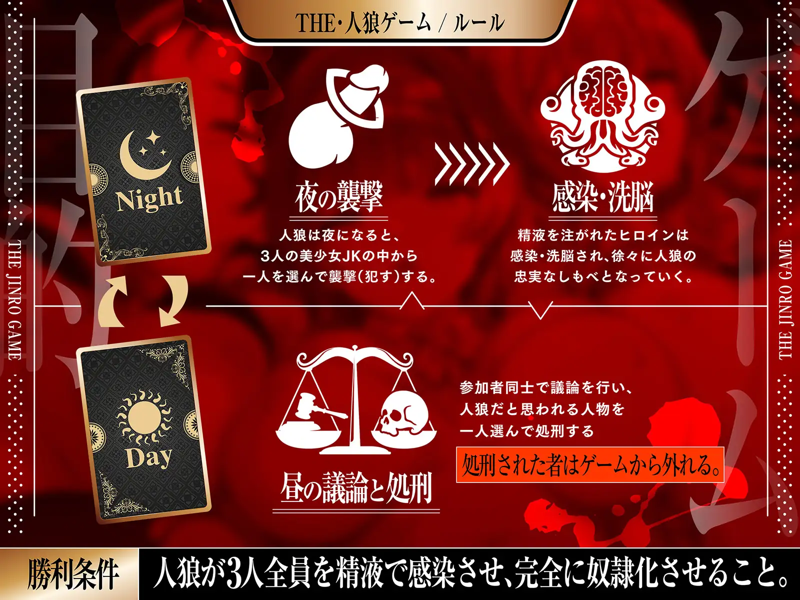 【精液感染】THE・人狼ゲーム ~フタナリ人狼(あなた)に中出しレ●プされて肉奴○になった3人のJKたち~
