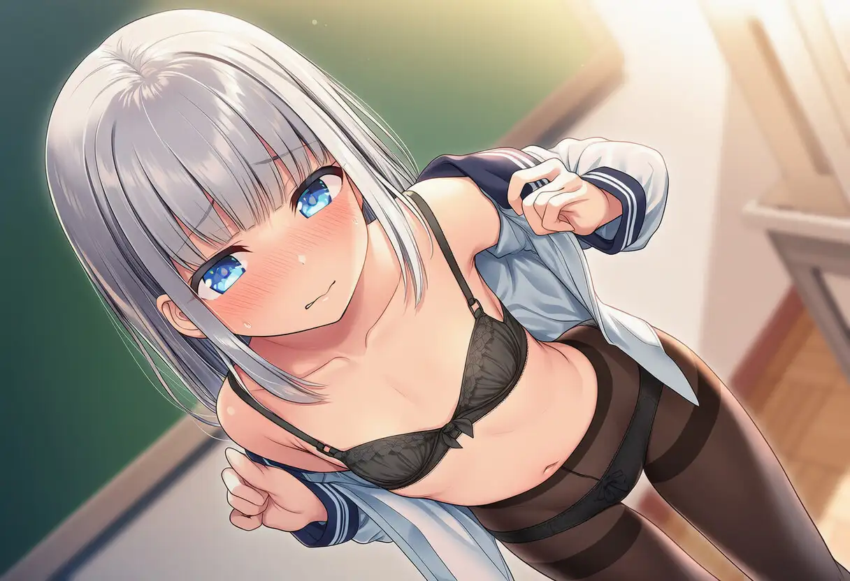 銀髪碧眼のイギリス人ハーフ美少女と、制服ラブラブエッチ