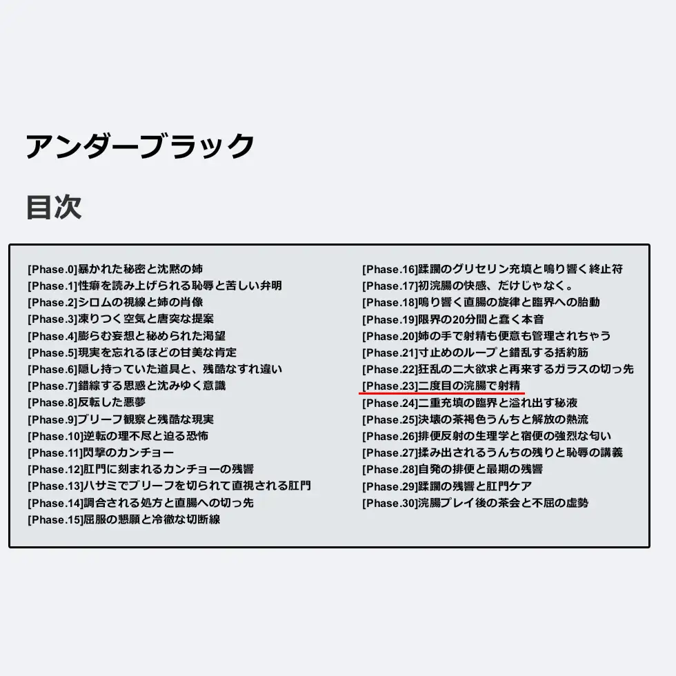 アンダーブラック 男の子は女の子に浣腸したかったのに、逆に双子の姉から浣腸調教されて、浣腸で射精までさせられちゃう小説