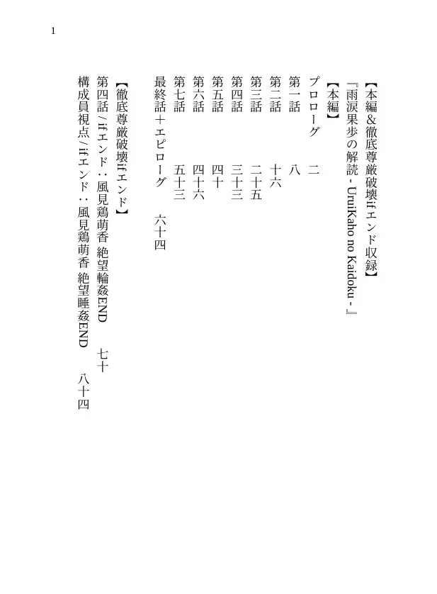 【本編&徹底尊厳破壊ifエンド収録】『雨涙果歩の解読 ―被害者:風見鶏萌香』