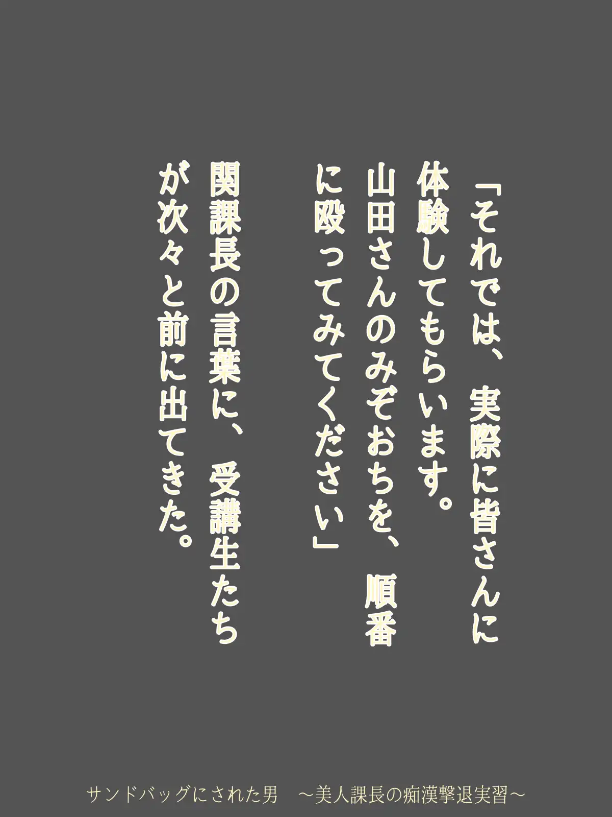 サンドバッグにされた男 ～美人課長の痴○撃退実習～