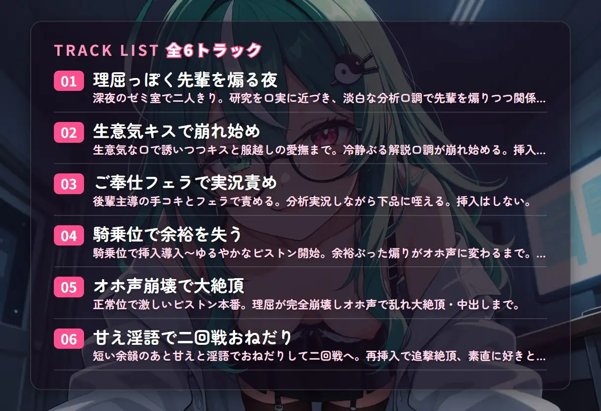 【淫語分析×生意気後輩】クール理系後輩のドスケベ実況オホ声崩れえっち ～理屈っぽい子が先輩ちんぽで論破される夜♡～(全48分)