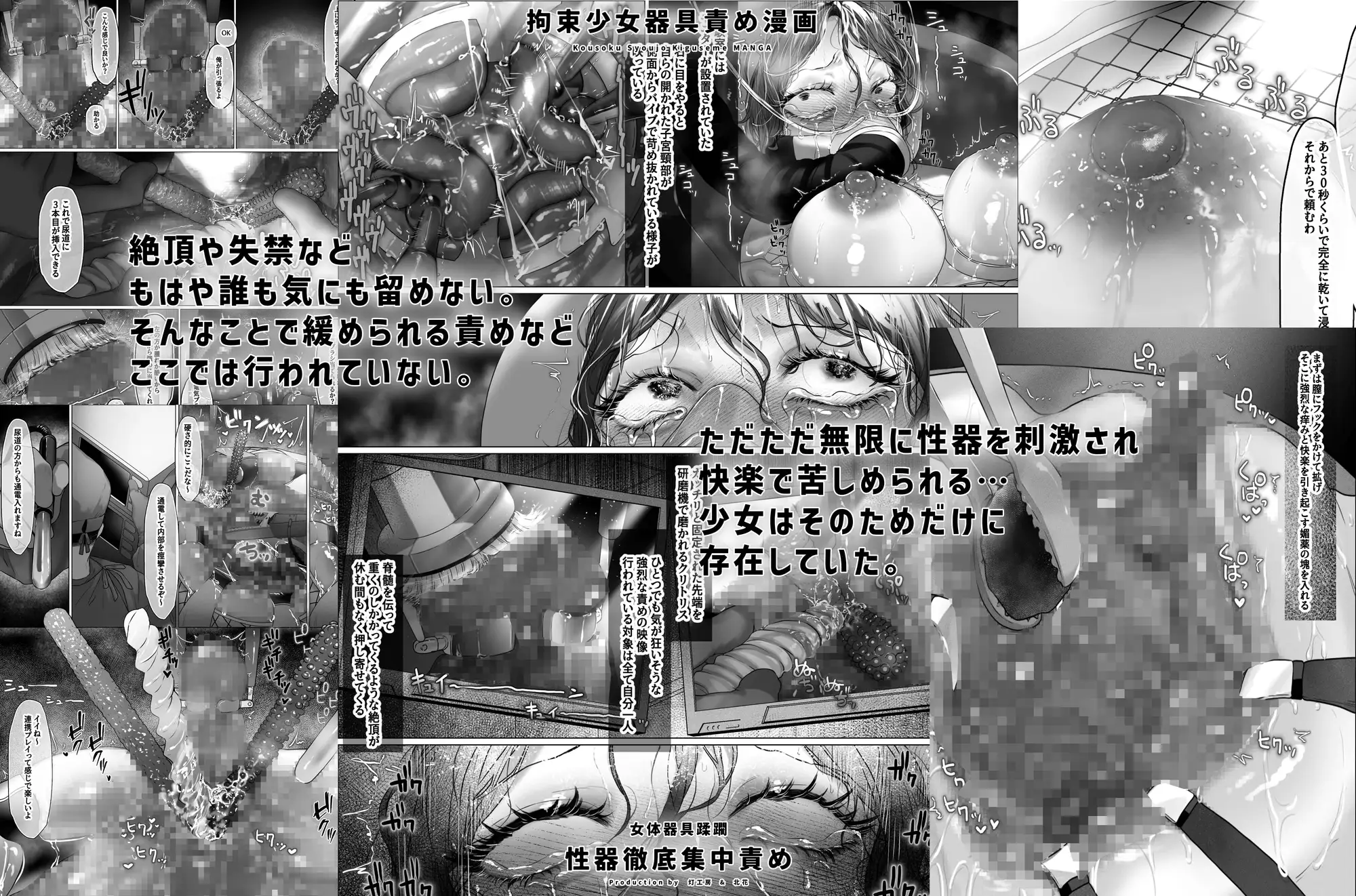 拘束少女器具責め漫画 女体器具蹂躙～完全拘束少女/クリ肥大化実験/無限ディルド機械○/性器徹底集中責めなど～