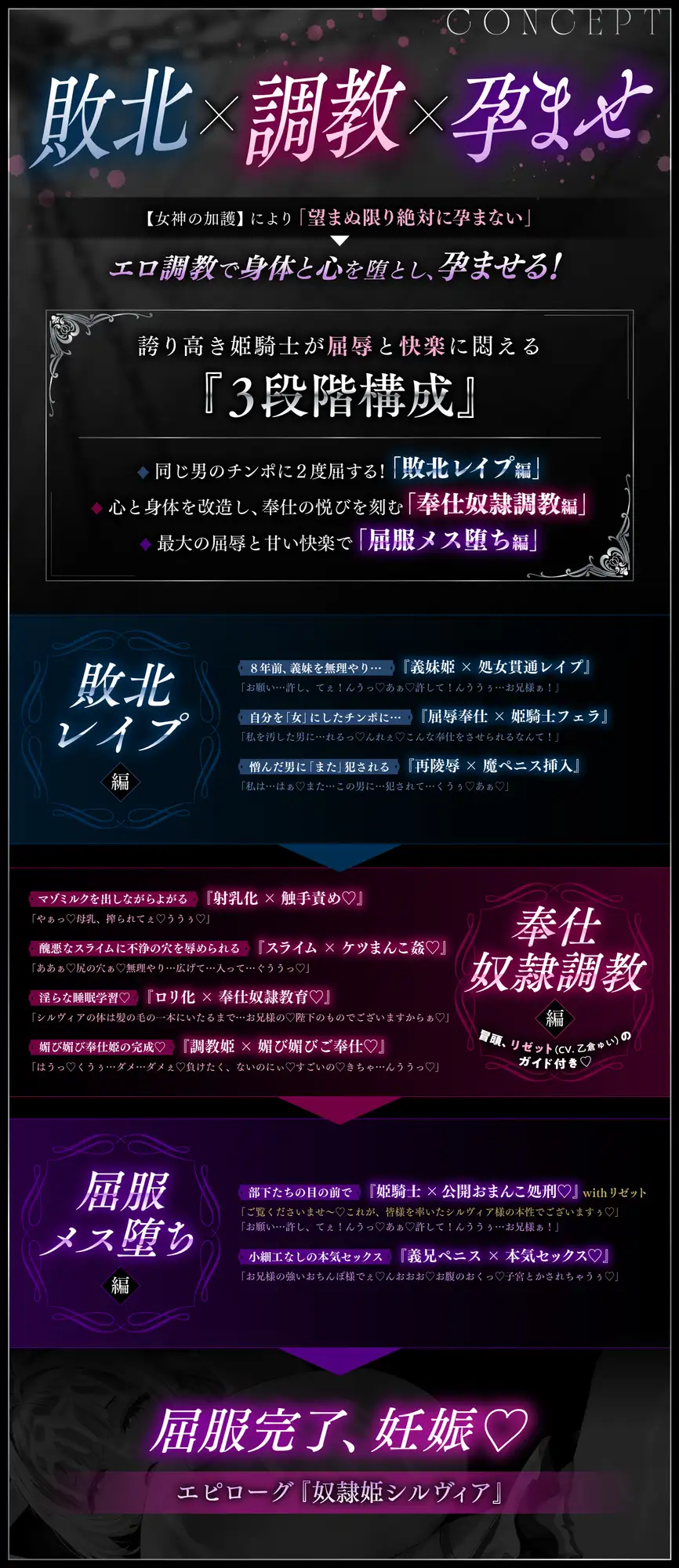 【姫騎士×再敗北】「殺したいほど憎い男に、また犯されて…」仇のチンポで孕ませ調教♡Hカップ姫騎士が『専属奉仕奴○』に堕ちるまで✅豪華特典付き✅