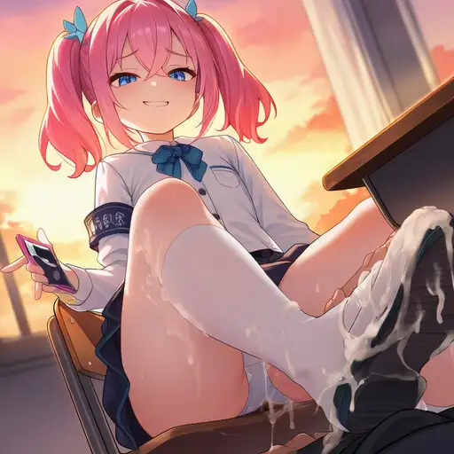 メ○ガキ風紀員に足コキされる!裸を撮影されてもう逃げられない!屈辱のつばかけ!