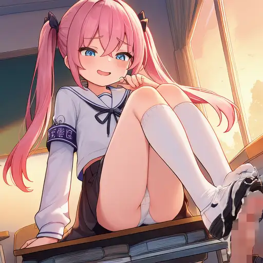 メ○ガキ風紀員に足コキされる!裸を撮影されてもう逃げられない!屈辱のつばかけ!