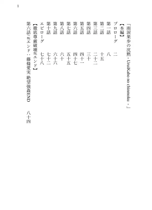【本編&徹底尊厳破壊ifエンド収録】『雨涙果歩の沈黙 ―被害者:藤條愛実』