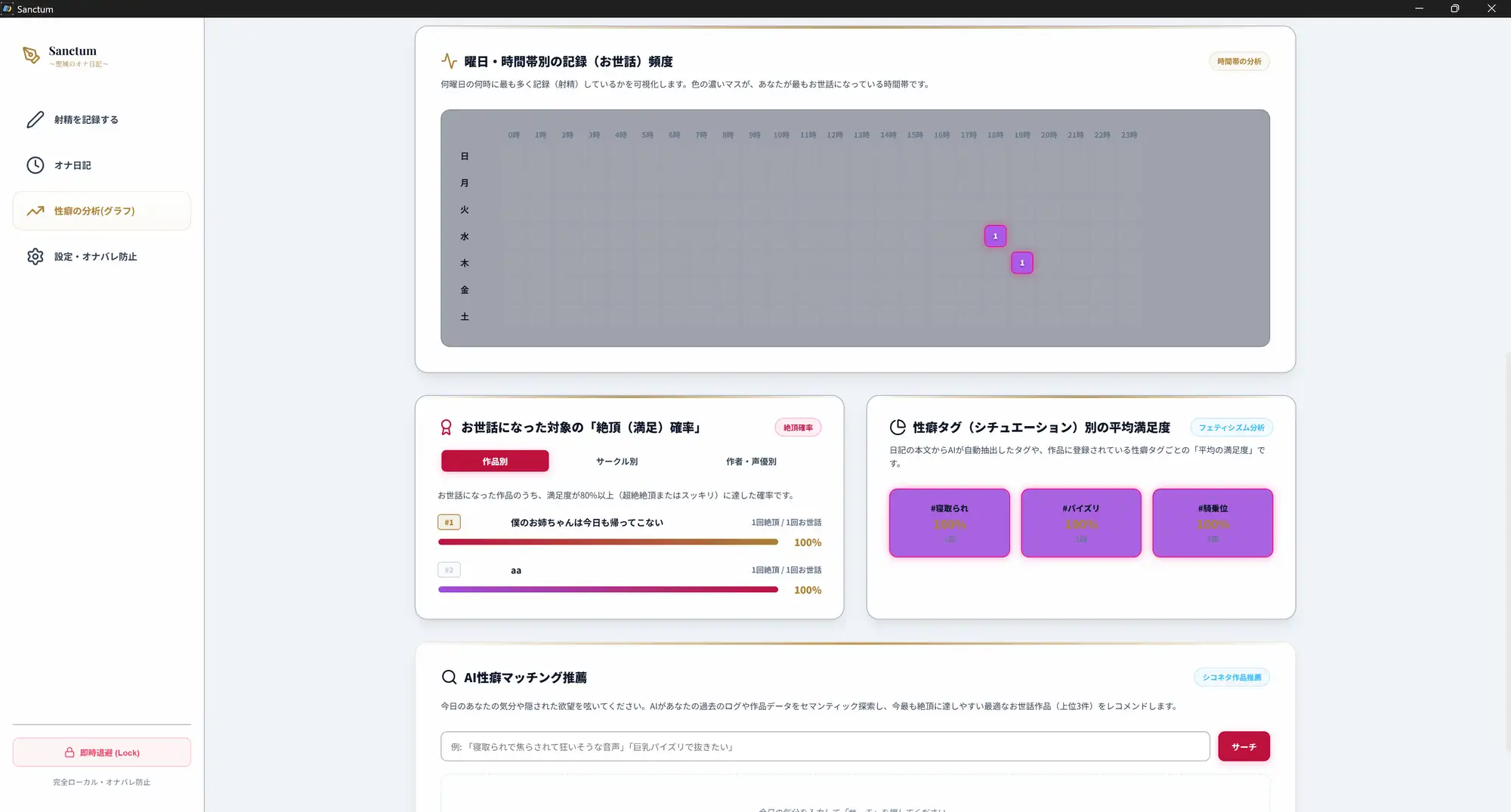 【Windows版】Sanctum【オナニー専用日記アプリ】