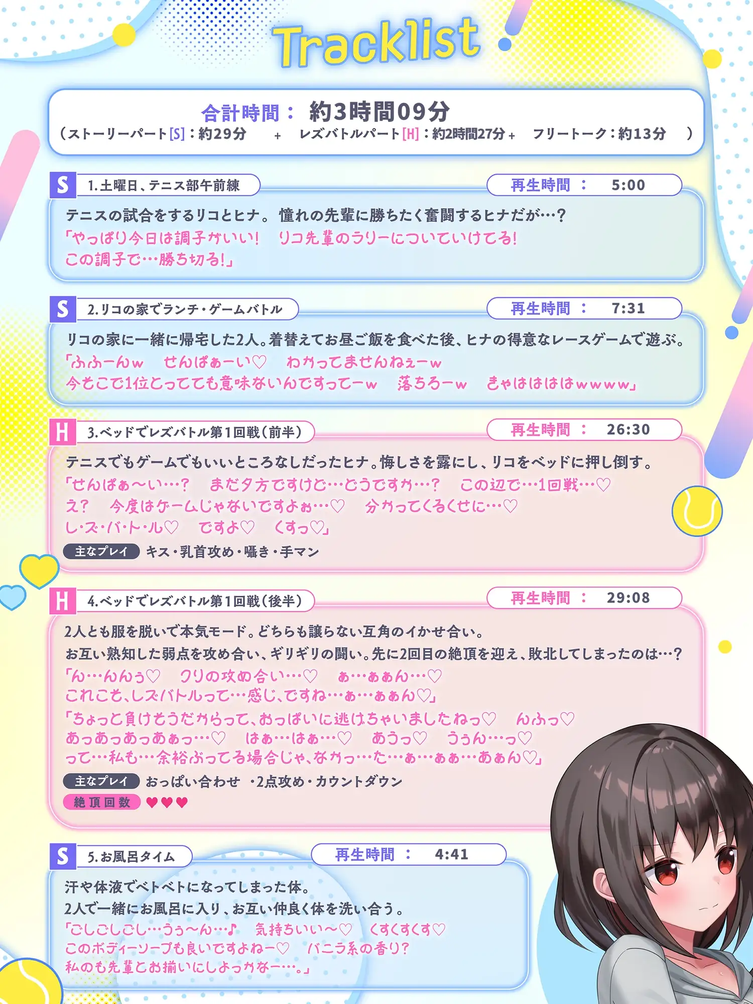 テニス部JKのレズバトル！ 負けず嫌いの後輩「ヒナ」vs先輩の貴女 部活の後は先輩のお家でドキドキの…イかせ合いレズえっち勝負！?