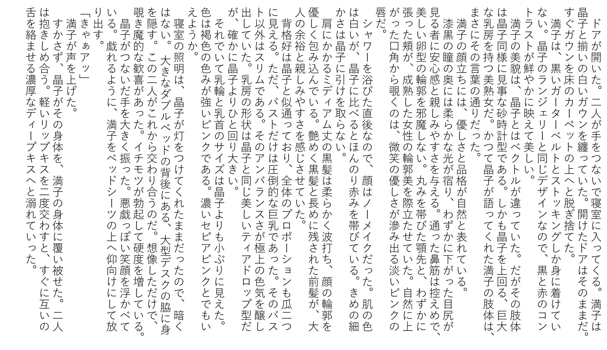蜜愛液に濡れる四人の巨乳美女 二章 晶子と満子