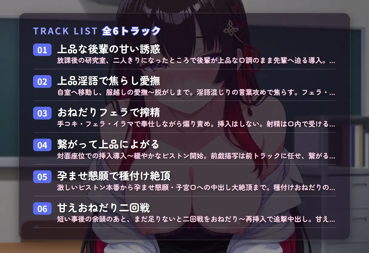 【淫語囁き×孕ませ懇願】清楚系ドスケベ後輩の先輩専用おねだり種付け ~上品なのに下品におまんこねだって中出し搾精♡~(全47分)