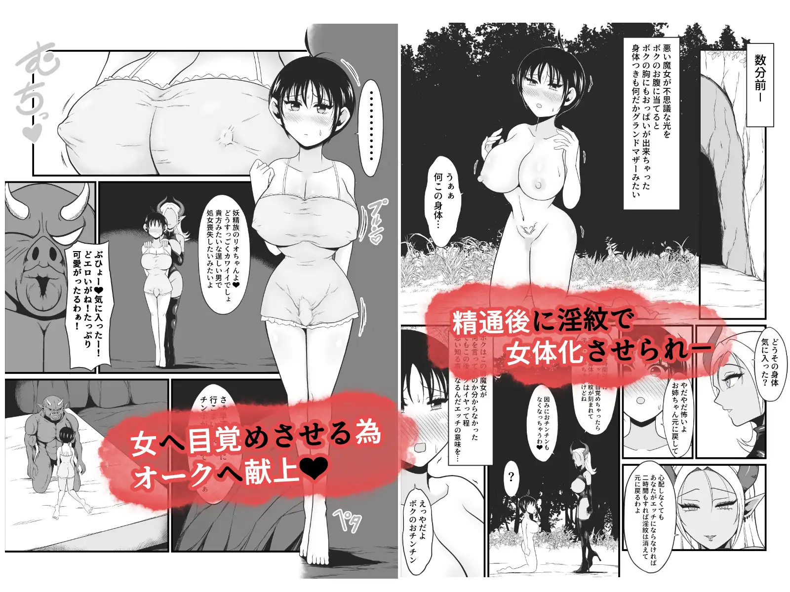 【TS悪堕ち】妖精のボクがオークのデカマラチンポに敗けてエッチな淫魔娘になっちゃうお話