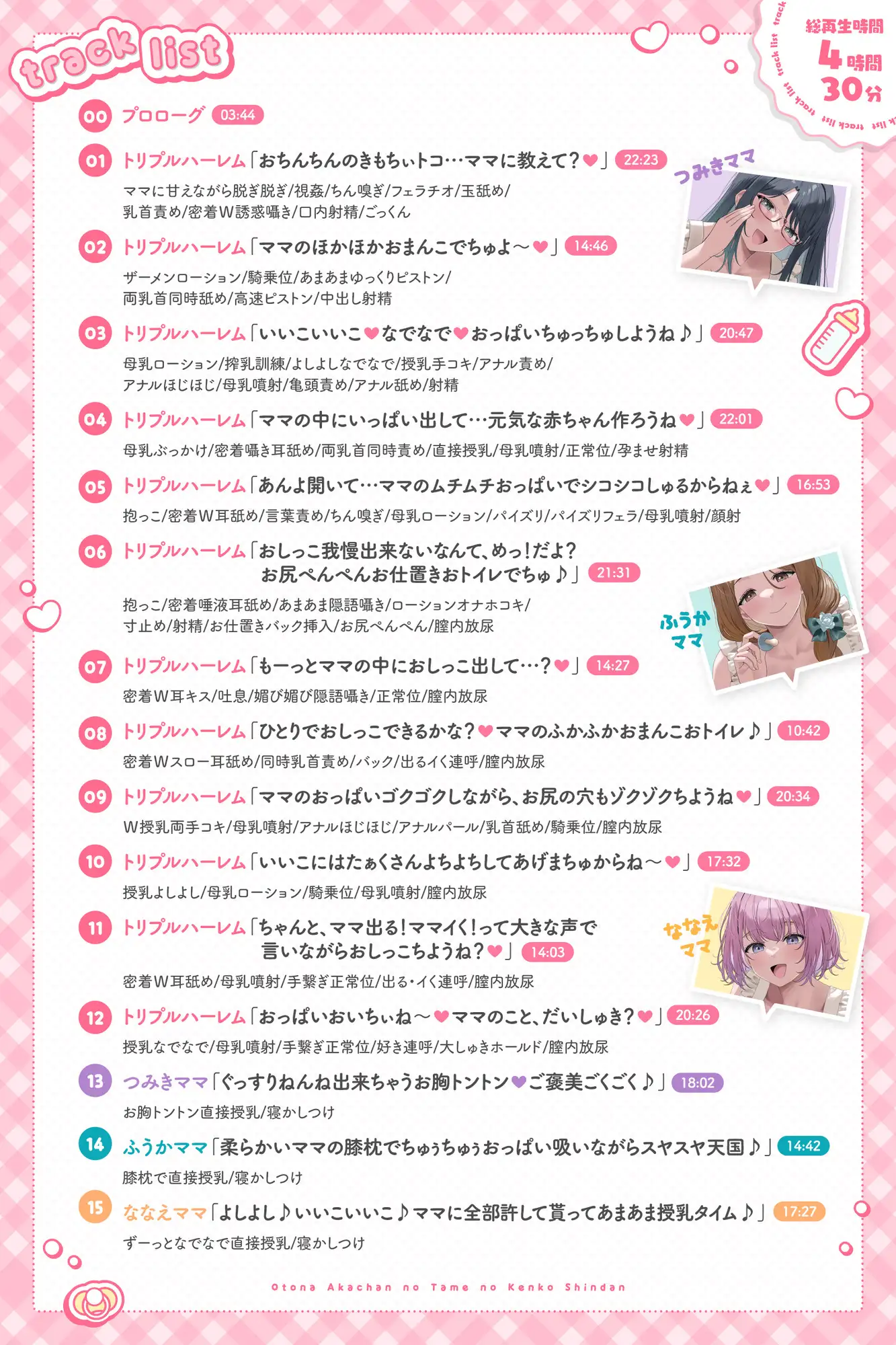 【4時間越え×トリプルハーレム♪】大人赤ちゃんのための健交診断~極上のドスケベママ達にバブみ尽くして一生分の赤ちゃんプレイ~