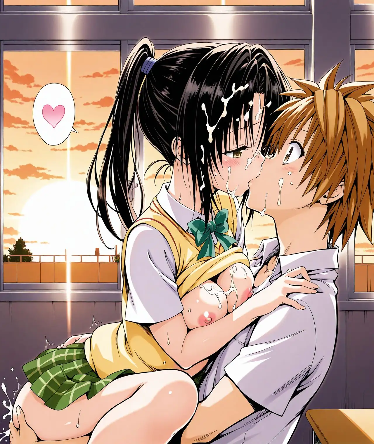 【CG集TLHR1対応】【アクシデン To LOVE】黒髪ポニテロングクーデレ先輩(実はドスケベ)女学生八条凛子ちゃんと放課後の教室でラブラブ学生服エッチで中だし大量射精