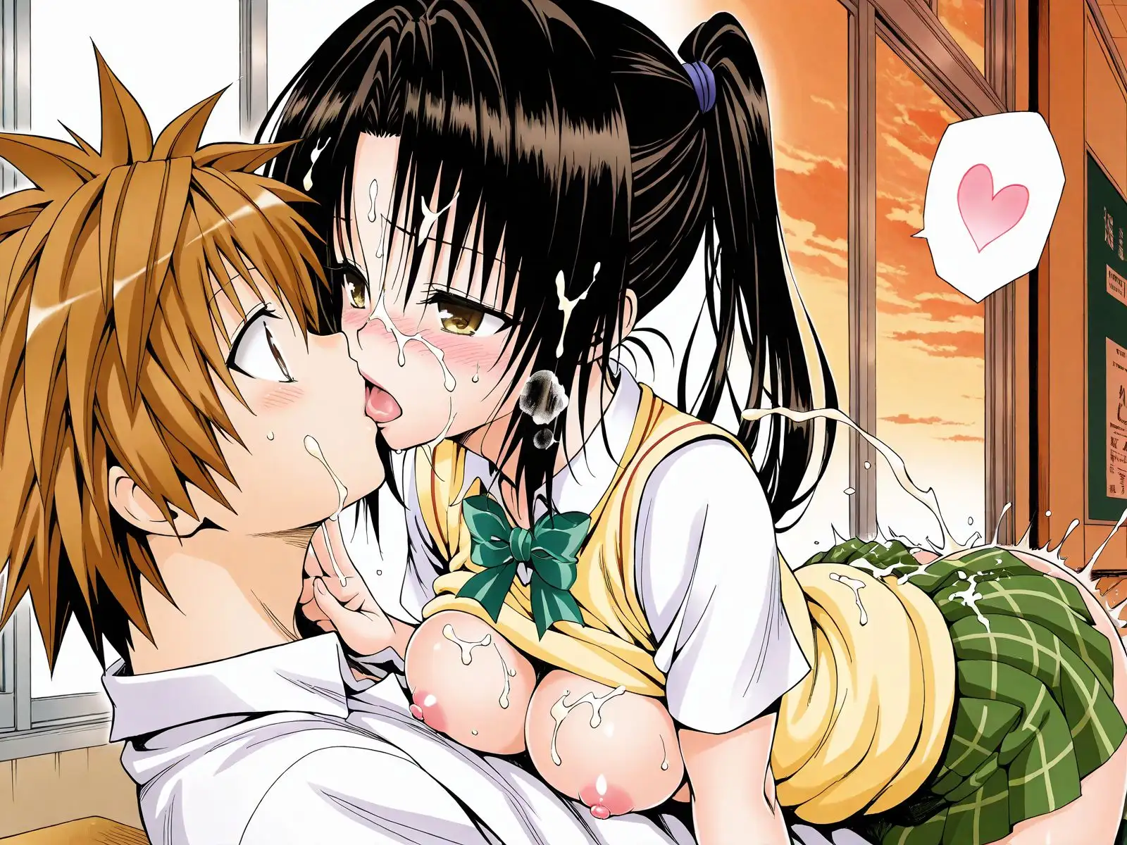 【CG集TLHR1対応】【アクシデン To LOVE】黒髪ポニテロングクーデレ先輩(実はドスケベ)女学生八条凛子ちゃんと放課後の教室でラブラブ学生服エッチで中だし大量射精