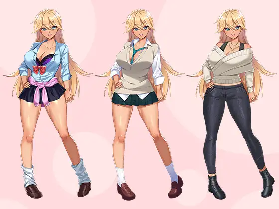 【立ち絵素材R18】褐色巨乳ギャル生徒 フルセットPSDパック