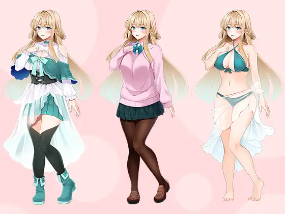 【立ち絵素材R18】優雅な金髪エルフ少女 フルセットPSDパック