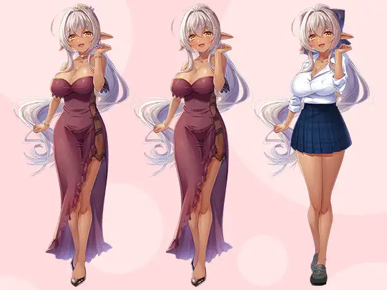 【立ち絵素材R18】ダークエルフの踊り子 フルセットPSDパック