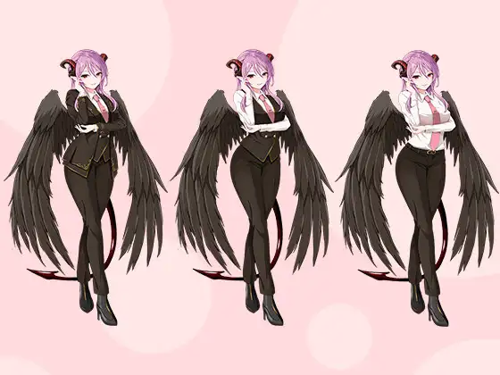 【立ち絵素材R18】冷静沈着悪魔の秘書 フルセットPSDパック