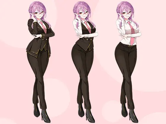 【立ち絵素材R18】冷静沈着悪魔の秘書 フルセットPSDパック