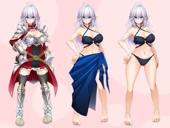 【立ち絵素材R18】誇り高き銀髪の女騎士 フルセットPSDパック