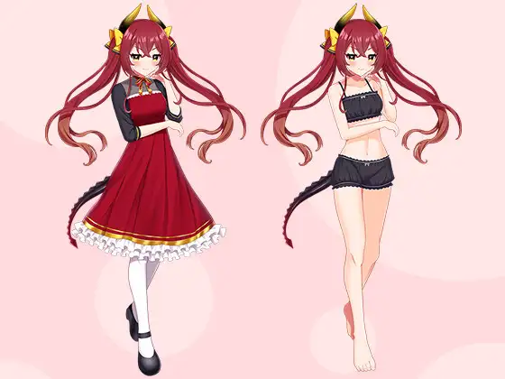 【立ち絵素材R18】赤髪ツンデレドラゴン娘 フルセットPSDパック