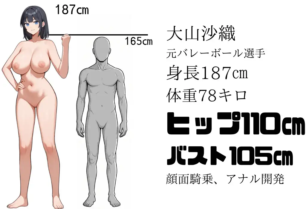 マゾ調教 高身長×逆レ○プバトル 勝てばセックス、負ければメスイキ 【放屁差分つき】女性優位 M男調教 ヒップ110cm