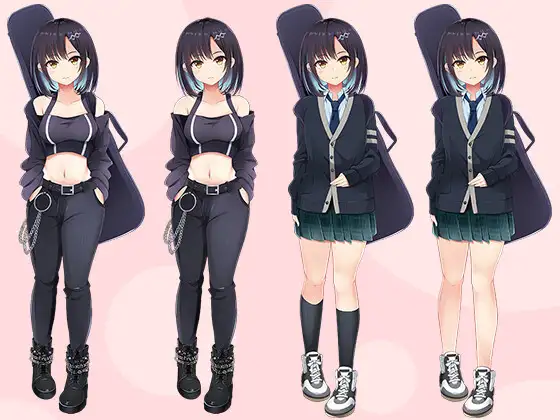 【立ち絵素材R18】 謎めいたマスクバンド少女 フルセットPSDパック