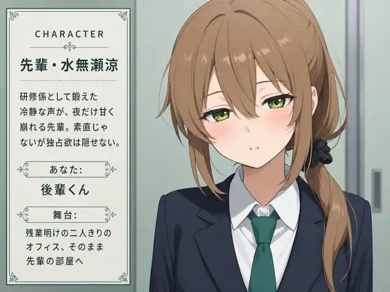 【吐息混じり×淫語囁き】研修係の先輩後輩、残業明けの部屋で離れられません