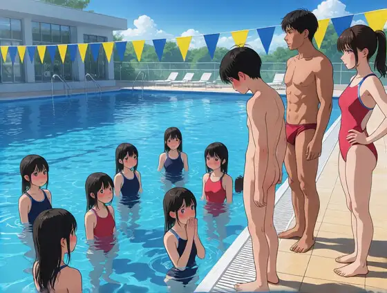 【CFNM&嫉妬勃起NTR】水泳部エロマネ彼女 ～幼馴染が男子更衣室でチンポを見て、宴会でフェラし、王様ゲームで挿入されるまで～