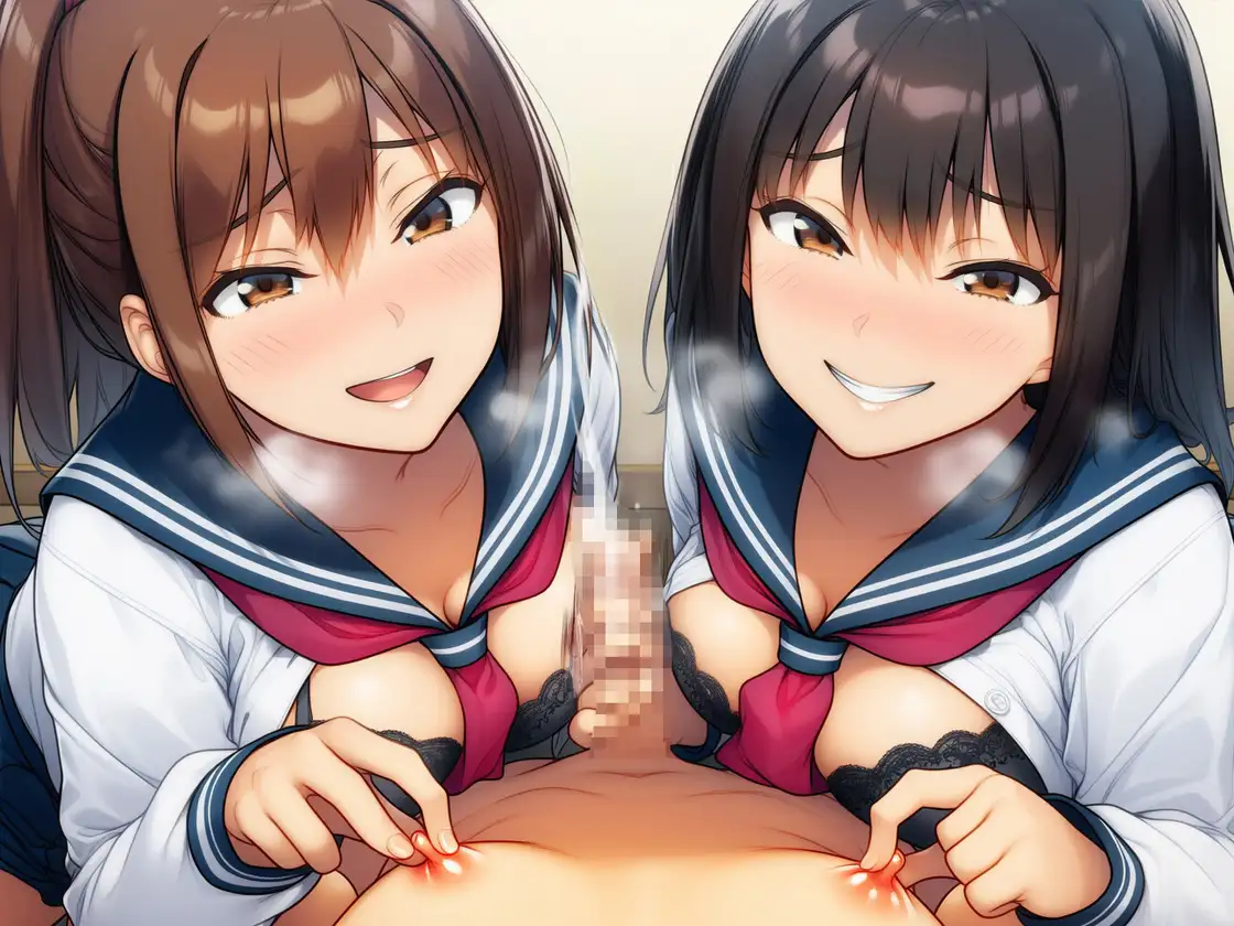 『女子○生二人から両耳を舐めまわされながら乳首責めされて何十回も射精寸止めされてからイカされる少年』【ボイス版】
